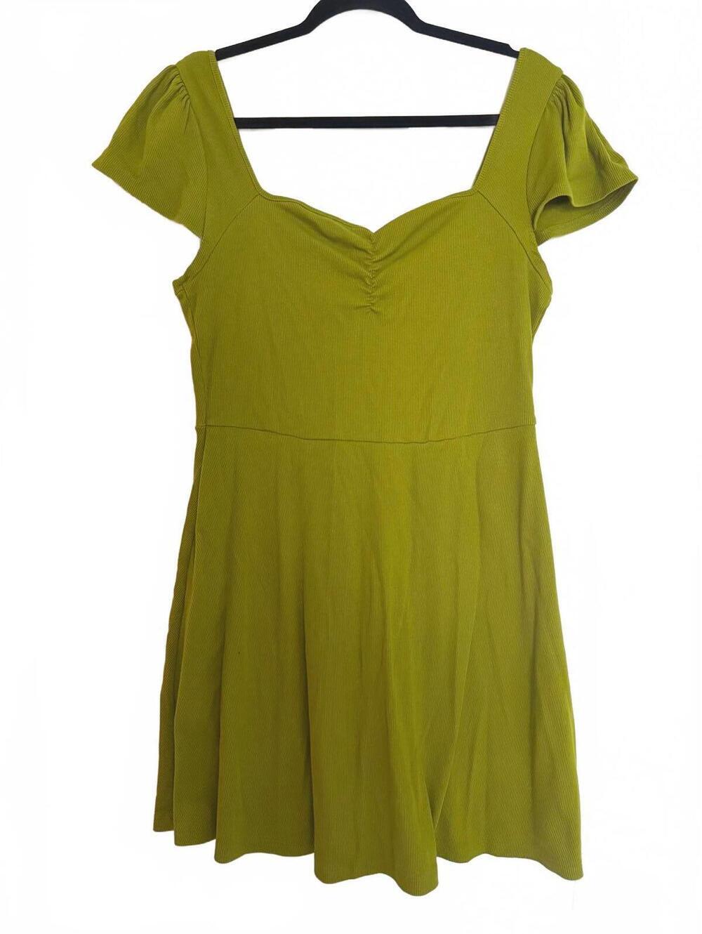 Wild Fable Olive Green Ribbed Flutter Sleeve Mini Dress XXL